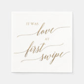 Elegant Gold Calligraphy Love at First Swipe Servet (Voorkant)