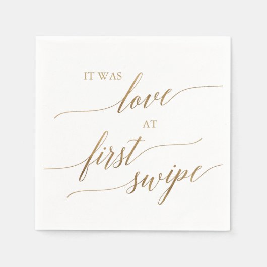 Elegant Gold Calligraphy Love at First Swipe Servet (Voorkant)