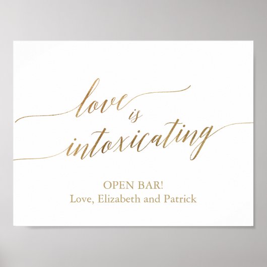 Elegant Gold Calligraphy Love is Intoxicory Poster (Voorkant)