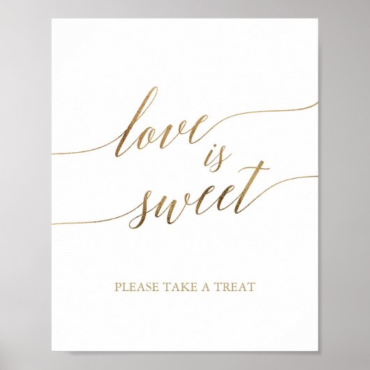 Elegant Gold Calligraphy Love is Sweet Sign Poster (Voorkant)