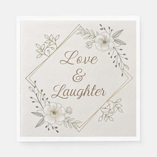 Elegant Gold Calligraphy “Love & Laughter”  Servet (Voorkant)
