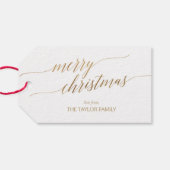 Elegant Gold Calligraphy Merry kerst Cadeaulabel (Achterkant Horizontaal)