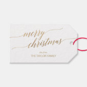Elegant Gold Calligraphy Merry kerst Cadeaulabel (Voorkant (Horizontaal))