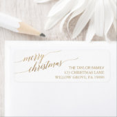 Elegant Gold Calligraphy Merry kerst Etiket (Insitu)