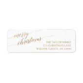 Elegant Gold Calligraphy Merry kerst Etiket (Voorkant)