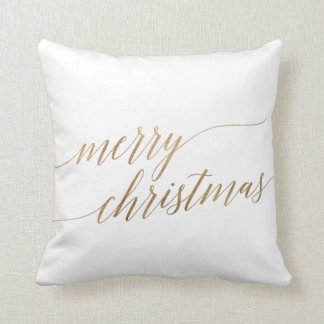 Elegant Gold Calligraphy Merry kerst Kussen