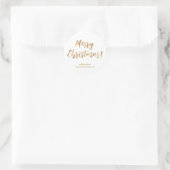 Elegant Gold Calligraphy Merry kerstaker Ronde Sticker (Tas)