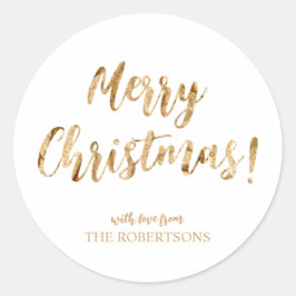 Elegant Gold Calligraphy Merry kerstaker Ronde Sticker