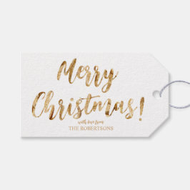 Elegant Gold Calligraphy Merry kerstcadeLabels Cadeaulabel