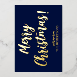 Elegant Gold Calligraphy Merry kerstFolie Card Folie Feestdagenkaart