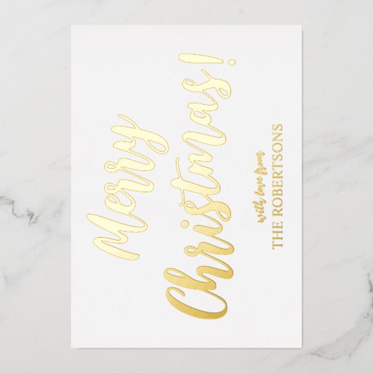 Elegant Gold Calligraphy Merry kerstFolie Card Folie Feestdagenkaart (Voorkant)
