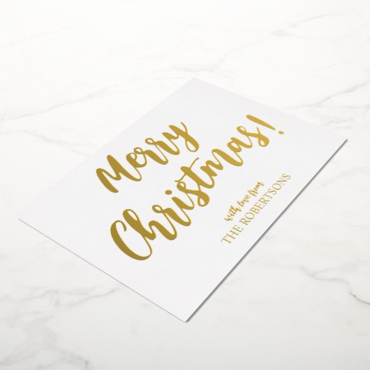 Elegant Gold Calligraphy Merry kerstFolie Card Folie Feestdagenkaart (Gedraaid)