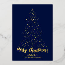 Elegant Gold Calligraphy Merry kerstFolie Card