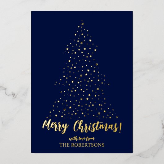 Elegant Gold Calligraphy Merry kerstFolie Card Folie Feestdagenkaart (Voorkant)