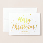 Elegant Gold Calligraphy Merry kerstFolie Card Folie Kaarten (Voorkant met envelop)