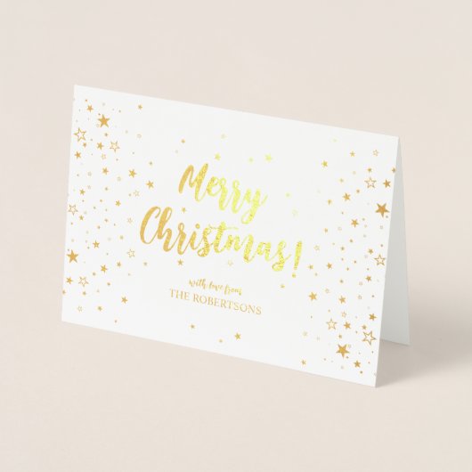 Elegant Gold Calligraphy Merry kerstFolie Card Folie Kaarten (Voorkant)