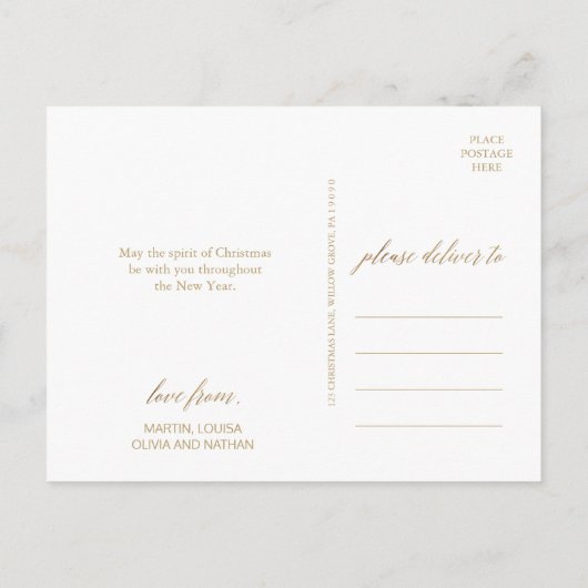 Elegant Gold Calligraphy Merry Kerstfoto Feestdagenkaart (Achterkant)