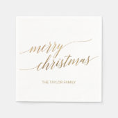 Elegant Gold Calligraphy Merry Kerstparty Servet (Voorkant)
