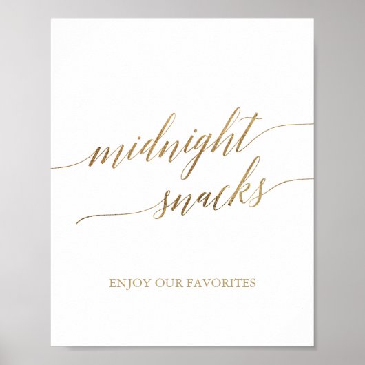 Elegant Gold Calligraphy Midnight Snacks Poster (Voorkant)