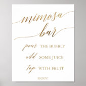 Elegant Gold Calligraphy Mimosa Bar Sign. Poster (Voorkant)
