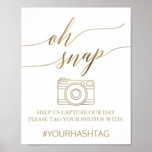 Elegant Gold Calligraphy Oh Snap Sign Poster (Voorkant)