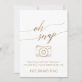 Elegant Gold Calligraphy Oh Snap Table Sign Kaart (Voorkant)