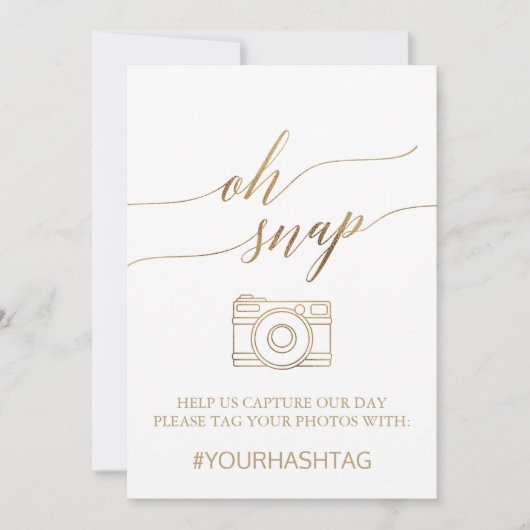 Elegant Gold Calligraphy Oh Snap Table Sign Kaart (Voorkant)