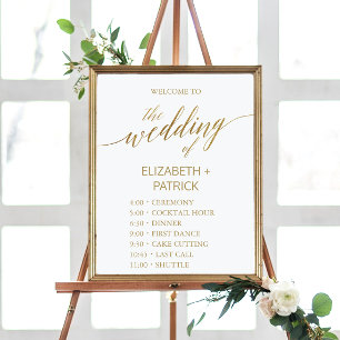 Elegant Gold Calligraphy Order of Events Poster
