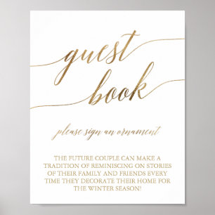 Elegant Gold Calligraphy Ornament Guest Book Sign. Poster