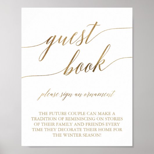 Elegant Gold Calligraphy Ornament Guest Book Sign. Poster (Voorkant)