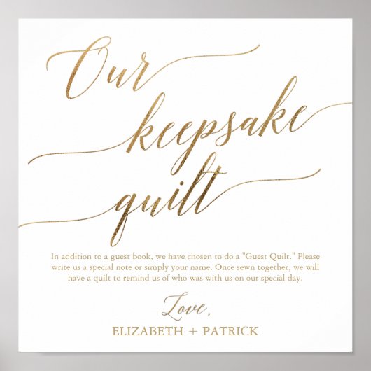 Elegant Gold Calligraphy Our Keepomwille Quilt Poster (Voorkant)