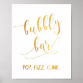 Elegant Gold Calligraphy Party Bubble Bar Sign. Poster (Voorkant)