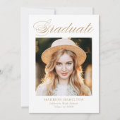 Elegant Gold Calligraphy Photo Afstuderen Aankondiging (Voorkant)