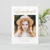 Elegant Gold Calligraphy Photo Afstuderen Aankondiging (Staand voorkant)