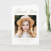 Elegant Gold Calligraphy Photo Afstuderen Bedankkaart (Voorkant)