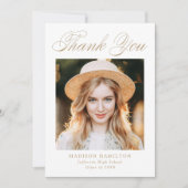 Elegant Gold Calligraphy Photo Afstuderen Bedankkaart (Voorkant)