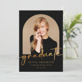 Elegant Gold Calligraphy Photo Arch Afstuderen Aankondiging (Staand voorkant)