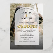 Elegant Gold Calligraphy Photo Arch Wedding Folie Uitnodiging (Voorkant)