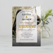 Elegant Gold Calligraphy Photo Arch Wedding Folie Uitnodiging (Staand Voorkant)