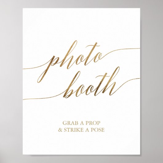 Elegant Gold Calligraphy Photo Booth Sign Poster (Voorkant)