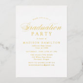 Elegant Gold Calligraphy Photo Graduparty Folie Uitnodiging (Voorkant)