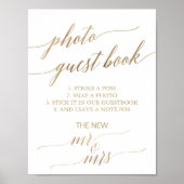 Elegant Gold Calligraphy Photo Guest Book Poster (Voorkant)