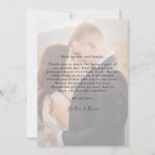 Elegant Gold Calligraphy Photo Overlay Wedding Bedankkaart (Achterkant)