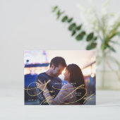 Elegant Gold Calligraphy Photo Save the Date Briefkaart (Staand voorkant)