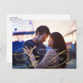 Elegant Gold Calligraphy Photo Save the Date Briefkaart (Voorkant / Achterkant)