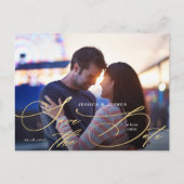 Elegant Gold Calligraphy Photo Save the Date Briefkaart (Voorkant)