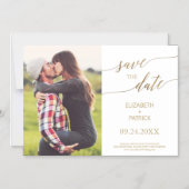 Elegant Gold Calligraphy Photo Save the Date Magnetische Uitnodiging (Voorkant)