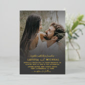 Elegant Gold Calligraphy Photo Wedding Folie Uitnodiging (Staand Voorkant)