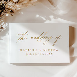Elegant Gold Calligraphy Photo Wedding Gastenboek