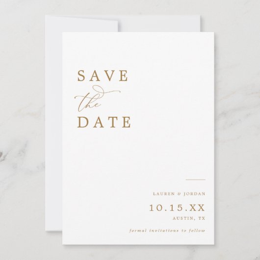 Elegant Gold Calligraphy Photo Wedding Save The Date (Voorkant)